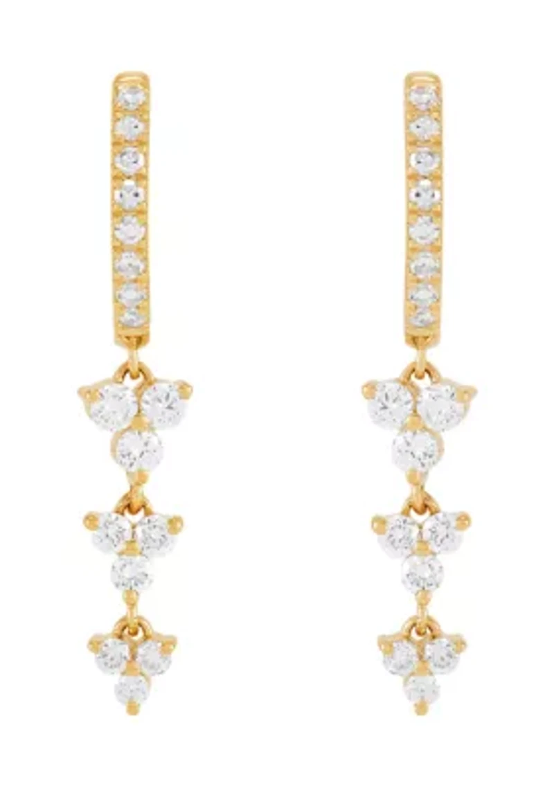 1/2 ct. t.w. Drop Lab Grown Diamond Hoop Earrings in 10K Yellow Gold