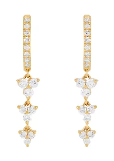 1/2 ct. t.w. Drop Lab Grown Diamond Hoop Earrings in 10K Yellow Gold