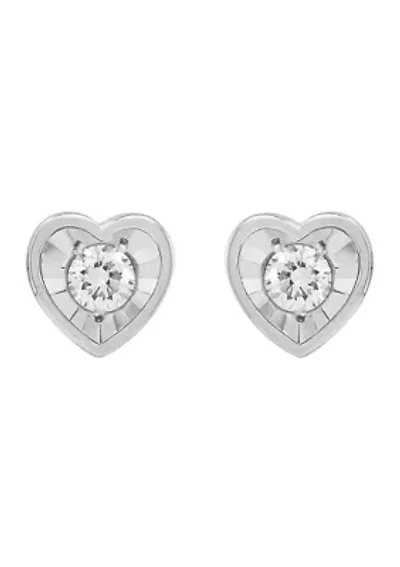 1/4 ct. t.w. Lab Grown Diamond Heart Earrings in Sterling Silver