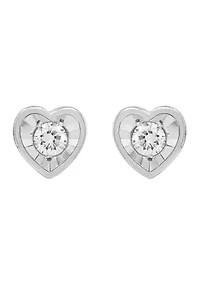 1/4 ct. t.w. Lab Grown Diamond Heart Earrings in Sterling Silver