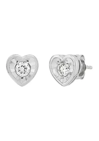 1/4 ct. t.w. Lab Grown Diamond Heart Earrings in Sterling Silver