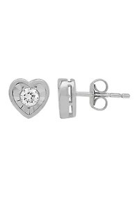 1/4 ct. t.w. Lab Grown Diamond Heart Earrings in Sterling Silver