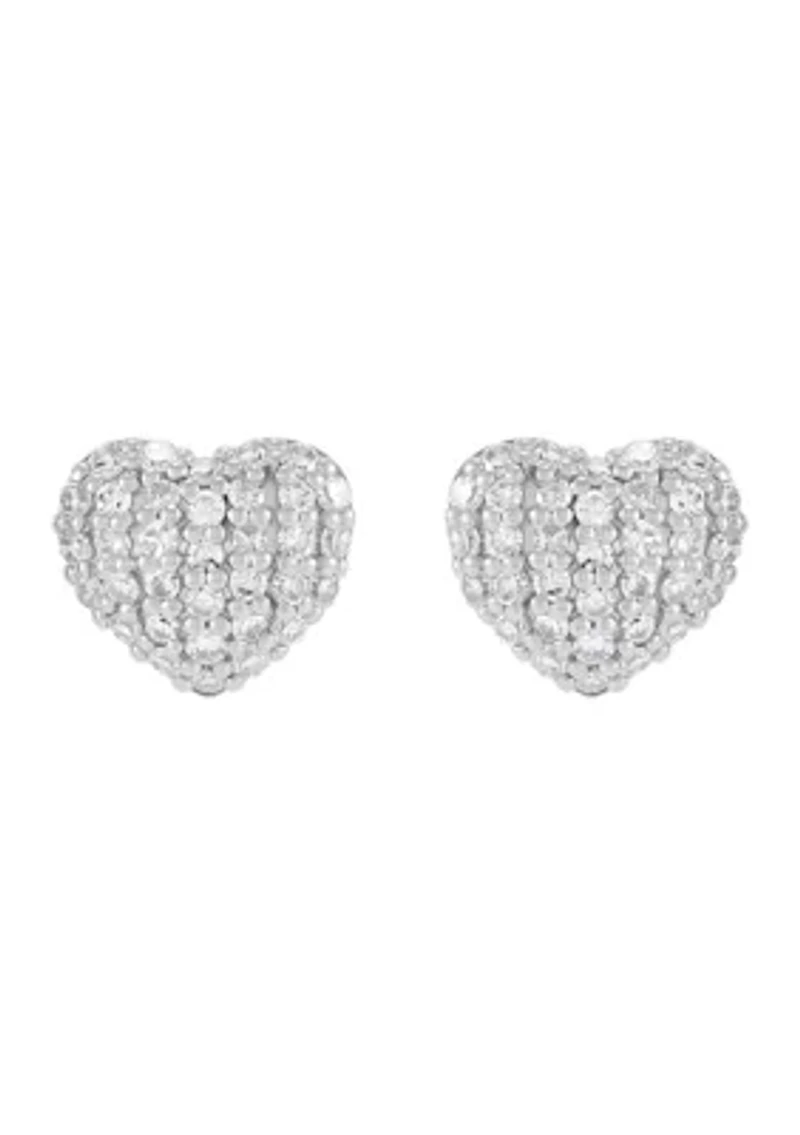 1/2 ct. t.w. Lab Grown Diamond Heart Stud Earrings in 10K White Gold