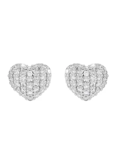 1/2 ct. t.w. Lab Grown Diamond Heart Stud Earrings in 10K White Gold