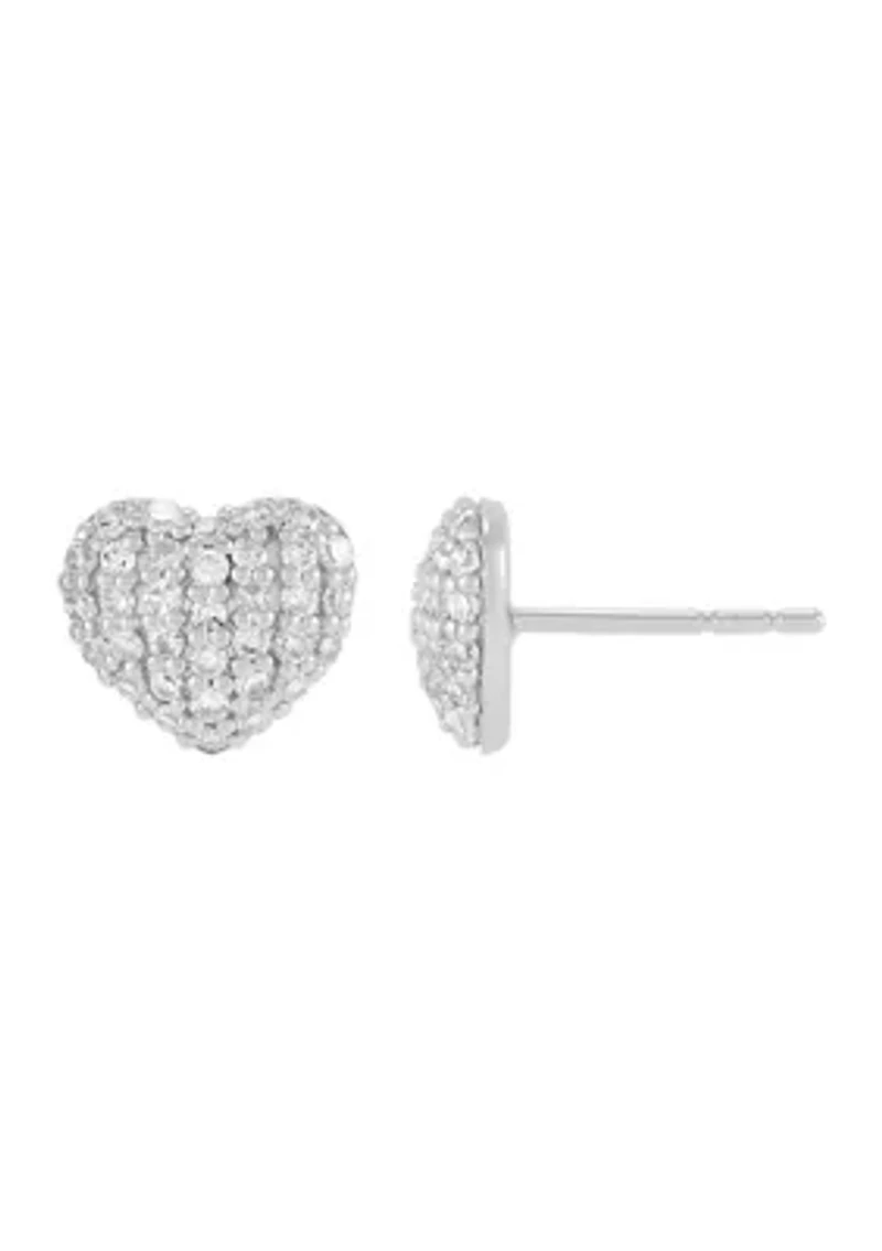 1/2 ct. t.w. Lab Grown Diamond Heart Stud Earrings in 10K White Gold