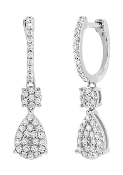 1/2 ct. t.w. Diamond Hoop Earrings in Sterling Silver