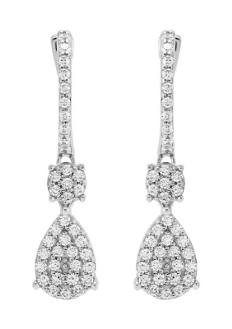 1/2 ct. t.w. Diamond Hoop Earrings in Sterling Silver