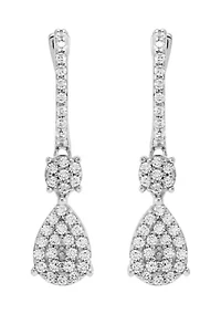 1/2 ct. t.w. Diamond Hoop Earrings in Sterling Silver