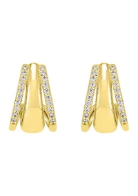 1/4 ct. t.w. Lab Grown Diamond Tri Row Earrings in Gold Over Sterling Silver