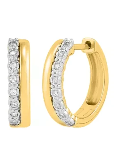  1/10 ct. t.w. Lab Grown Diamond Hoop Earrings - Gold over Silver