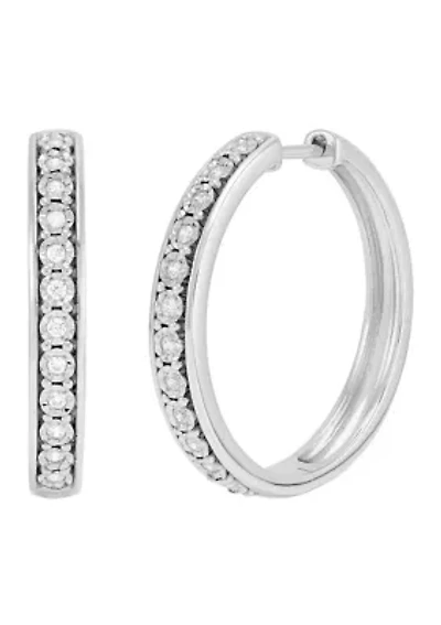 1/4 ct. t.w. Lab Grown Diamond Hoop Earrings in Sterling Silver