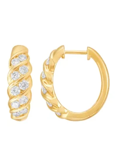 1 ct. t.w. Diamond Hoop Earrings in Gold Over Sterling Silver