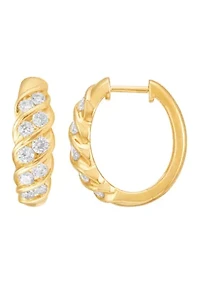 1 ct. t.w. Diamond Hoop Earrings in Gold Over Sterling Silver