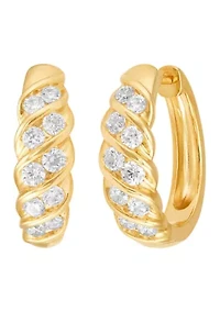 1 ct. t.w. Diamond Hoop Earrings in Gold Over Sterling Silver