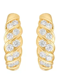 1 ct. t.w. Diamond Hoop Earrings in Gold Over Sterling Silver