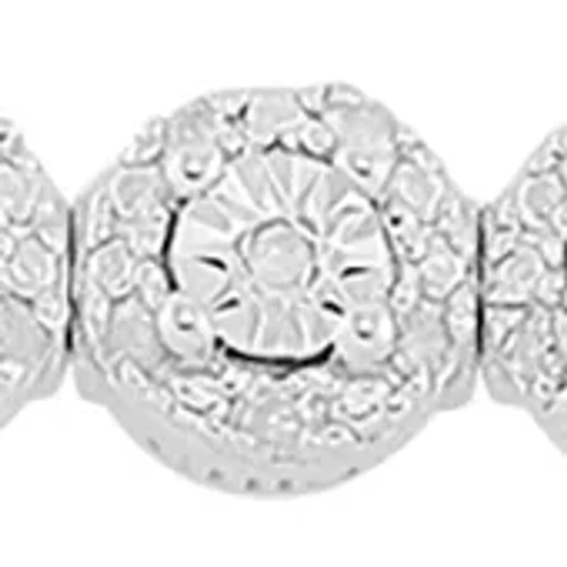 1/10 ct. t.w. Diamond Stone Bracelet in Sterling Silver
