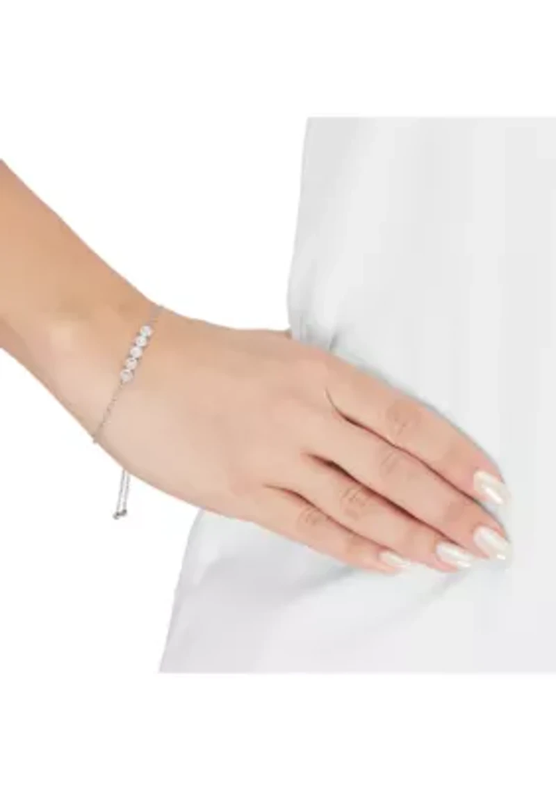 1/10 ct. t.w. Diamond Stone Bracelet in Sterling Silver