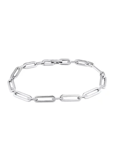 1/10 ct. t.w. Diamond Paperclip Bracelet in Sterling Silver