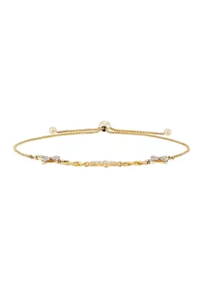 1/4 ct. t.w. Diamond Cross Bracelet in 10K Yellow Gold