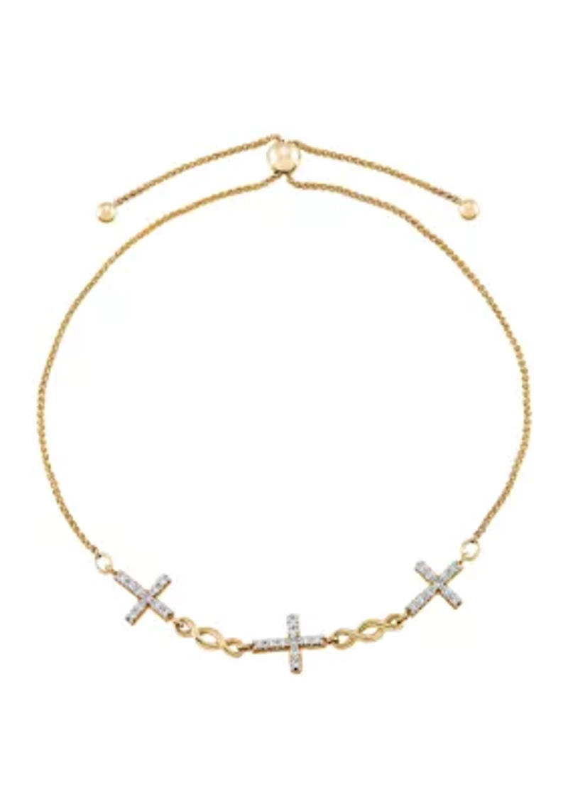 1/4 ct. t.w. Diamond Cross Bracelet in 10K Yellow Gold