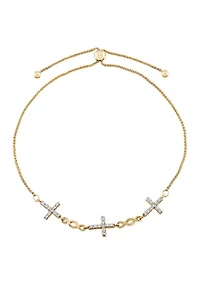 1/4 ct. t.w. Diamond Cross Bracelet in 10K Yellow Gold