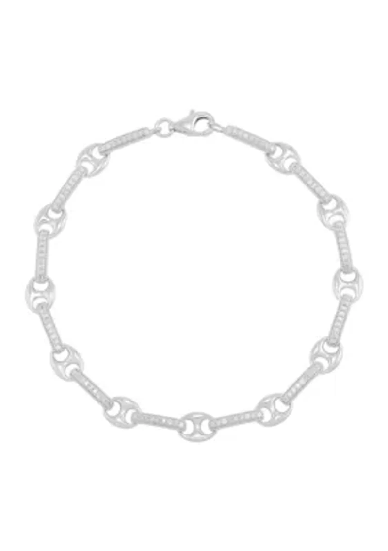 1/2 ct. t.w. Diamond Mariner Chain Bracelet in Sterling Silver