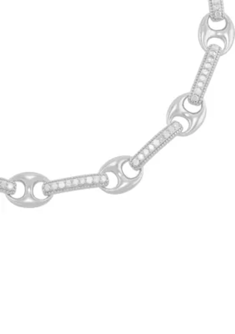 1/2 ct. t.w. Diamond Mariner Chain Bracelet in Sterling Silver