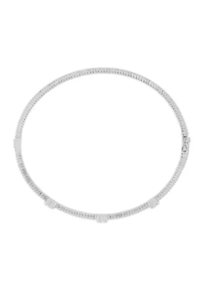 1/10 ct. t.w. Lab Grown Diamond Heart Bangle in Sterling Silver