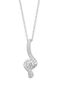 1/2 ct. t.w. Lab Grown Diamond Heart Pendant with 18" Cable Chain in Sterling Silver