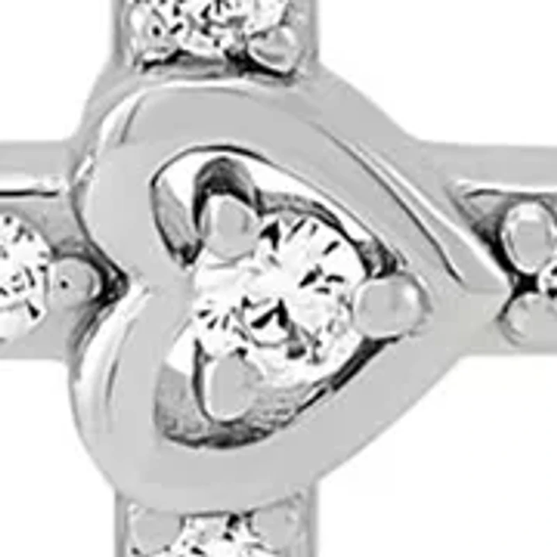 1/6 ct. t.w. Lab Grown Diamond Cross Necklace in Sterling Silver