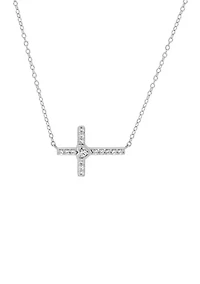 1/6 ct. t.w. Lab Grown Diamond Cross Necklace in Sterling Silver