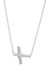1/6 ct. t.w. Lab Grown Diamond Cross Necklace in Sterling Silver
