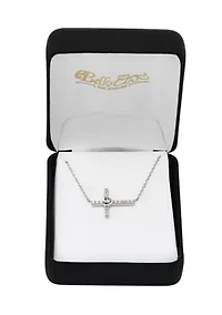 1/6 ct. t.w. Lab Grown Diamond Cross Necklace in Sterling Silver