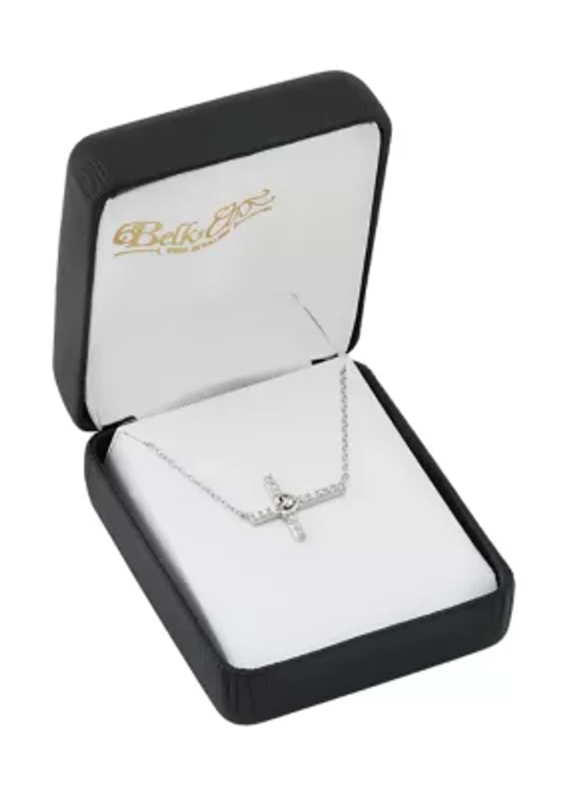 1/6 ct. t.w. Lab Grown Diamond Cross Necklace in Sterling Silver
