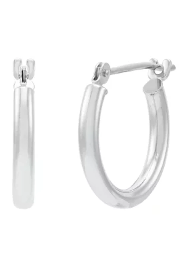 Tube Hoop Earrings in 14K White Gold