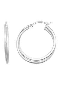 Square Tube Hoop in 14K White Gold