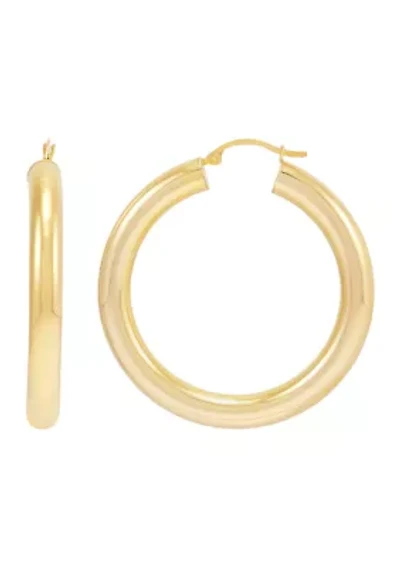 Tube Hoop Hoop Earrings in Sterling Silver and 14K Yellow Gold