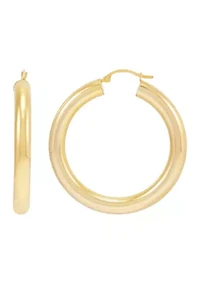 Tube Hoop Hoop Earrings in Sterling Silver and 14K Yellow Gold