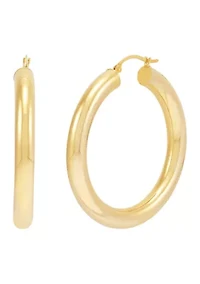Tube Hoop Hoop Earrings in Sterling Silver and 14K Yellow Gold