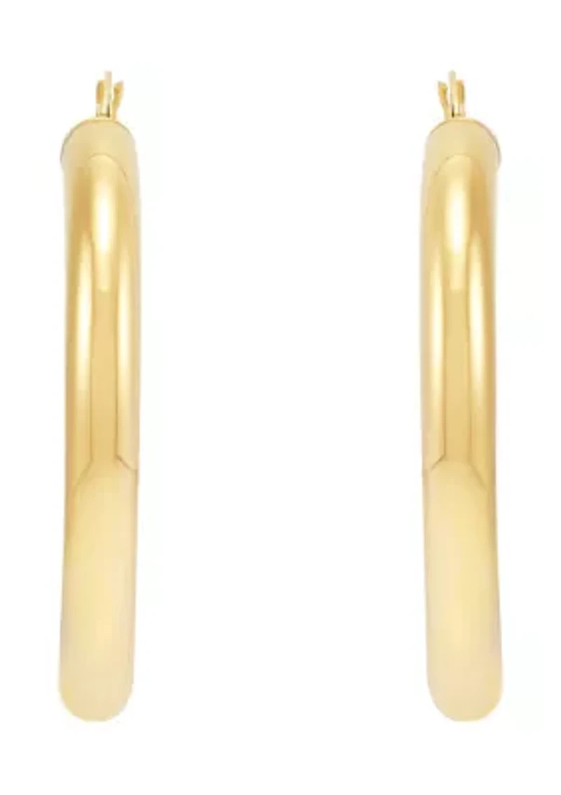 Tube Hoop Hoop Earrings in Sterling Silver and 14K Yellow Gold