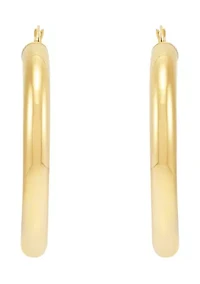 Tube Hoop Hoop Earrings in Sterling Silver and 14K Yellow Gold