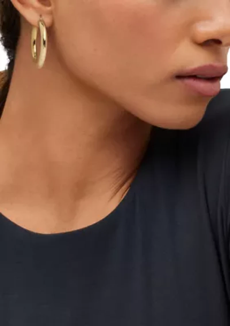 Tube Hoop Hoop Earrings in Sterling Silver and 14K Yellow Gold
