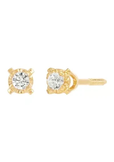 Diamond Accent Stud Earrings in 14K Yellow Gold