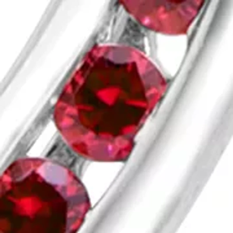 Lab Grown Diamond and Ruby Pendant with 18" Box Chain in Sterling Silver and 14K Yellow Gold