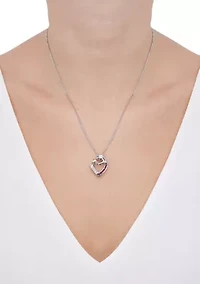 Lab Grown Diamond and Ruby Pendant with 18" Box Chain in Sterling Silver and 14K Yellow Gold