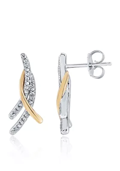 0.17 ct. t.w. Diamond Earrings in Sterling Silver & 10K Yellow Gold
