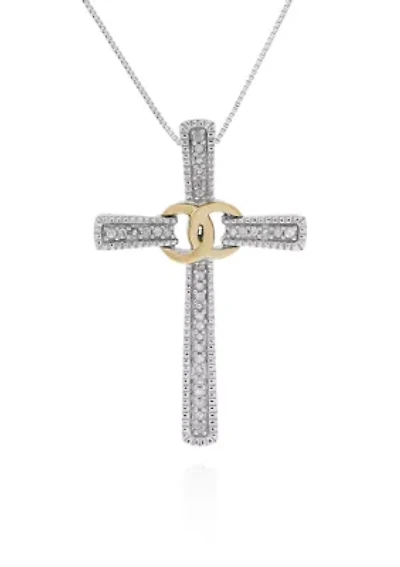 0.11 ct. t.w. Diamond Cross Pendant in Sterling Silver