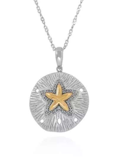 1/10 ct. t.w. Diamond Sand Dollar Pendant in Sterling Silver and 10k Yellow Gold