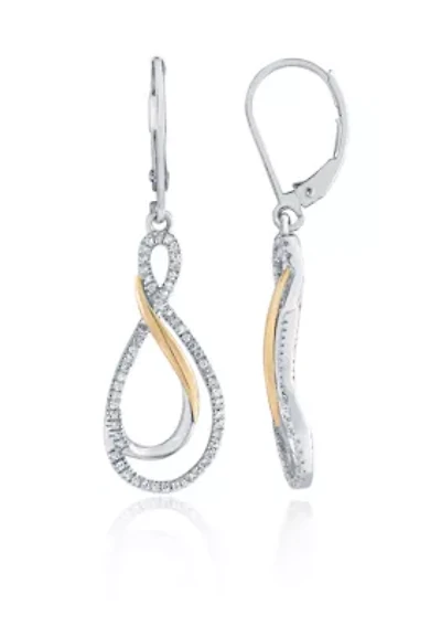 0.25 ct. t.w. Diamond Figure 8 Earrings in Sterling Silver & 10K Yellow Gold