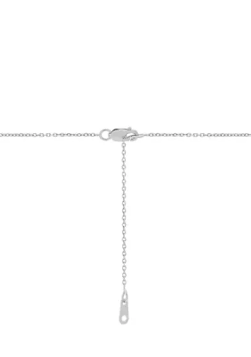 Diamond Accent and Peridot Pendant with 18" Cable Chain  in Sterling Silver